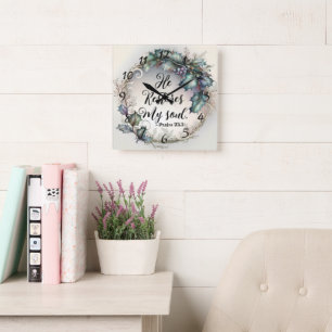 Psalm 23:3 square wall clock