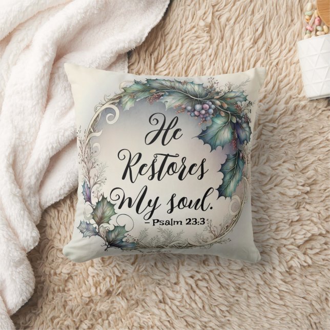 Psalm 23:3 throw pillow (Blanket)
