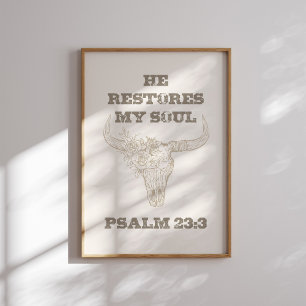 Psalm 23 3 Western Cowgirl Christian Wall Art