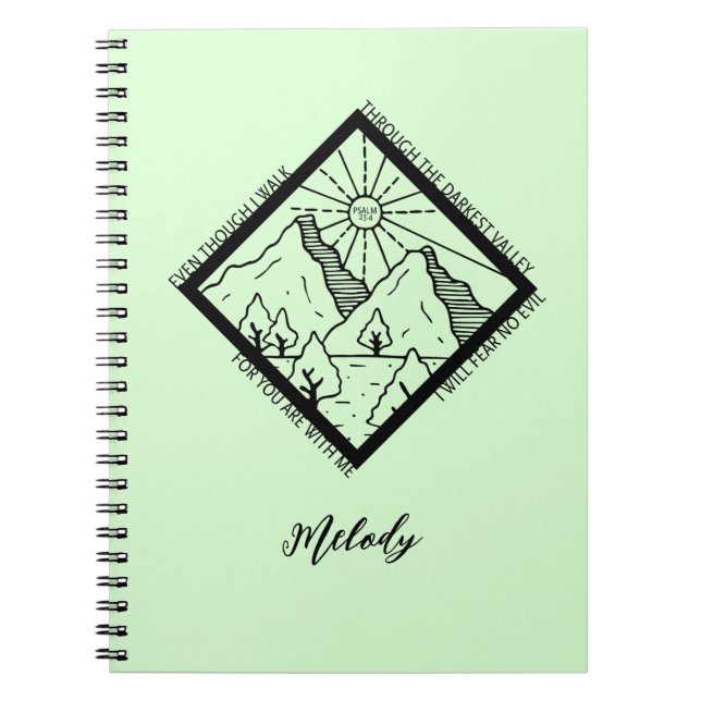 Psalm 23 4 Fear No Evil Christian Bible Verse Notebook (Front)