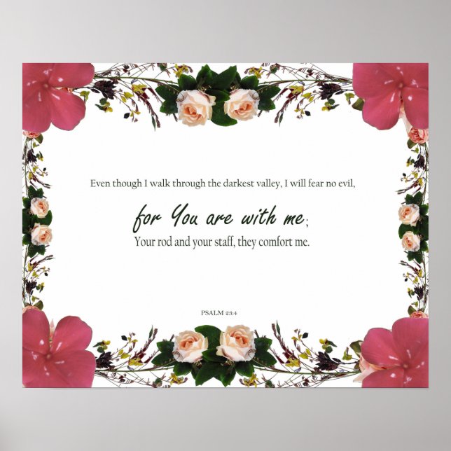 Psalm 23:4, for You are with Me, Gothic Verses Poster (Front)