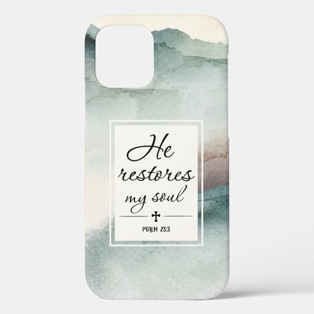 Psalm 23"4 He Restores My Soul Cross Case-Mate iPhone Case (Back)
