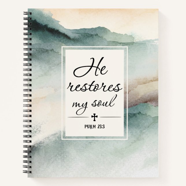 Psalm 23"4 He Restores My Soul Personalized Notebook (Front)