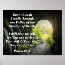 Psalm 23:4 I will Fear No Evil Bible Verse Poster