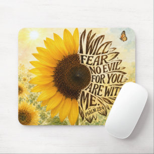 Psalm 23:4 Yellow Sunflower Mouse Pad