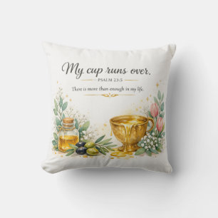 Psalm 23:5 Bible Verse, Messianic Jewish Decor Throw Pillow