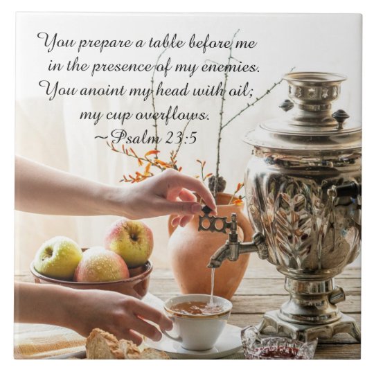Psalm 23 5 You Prepare A Table Before Me Bible Tile Zazzle Ca