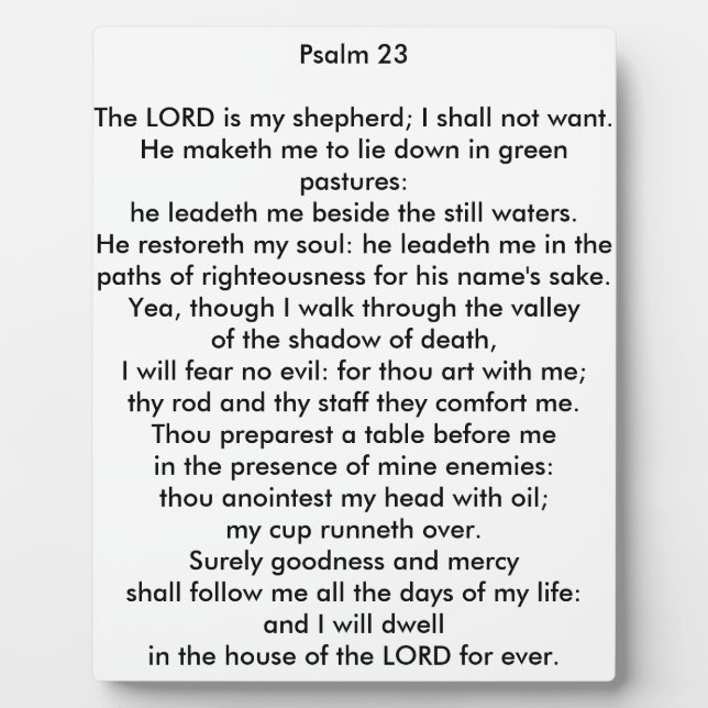 Psalm 23 8x10 Tabletop Photo Plaque (Front)