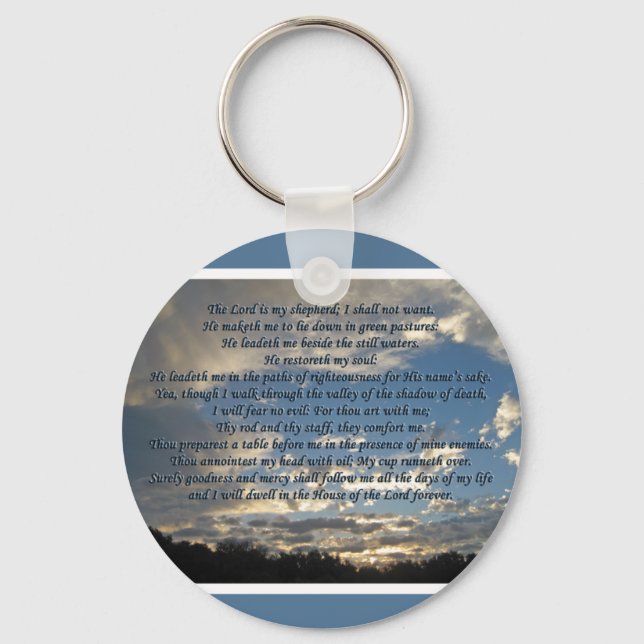 Psalm 23 Beautiful Bible Verse Christian Keychain (Front)