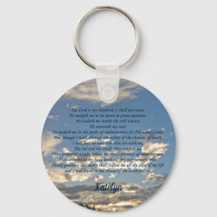 Psalm 23 Beautiful Bible Verse Christian Monogram Keychain