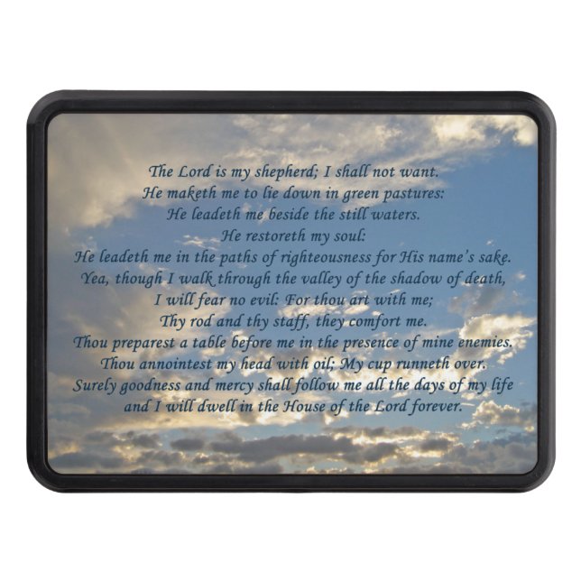 Psalm 23 Beautiful Bible Verse Christian Trailer Hitch Cover (Front)