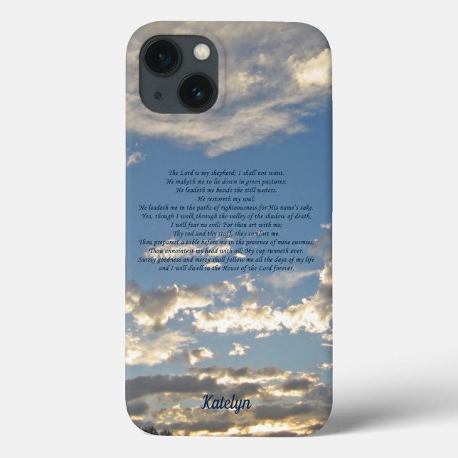 Psalm 23 Beautiful Bible Verse Custom Christian Case-Mate iPhone Case (Back)