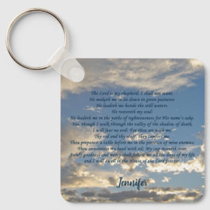 Psalm 23 Beautiful Christian Bible Verse Custom Keychain