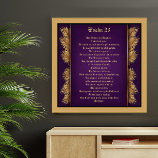 Psalm 23 Bible Scripture Gold Feathers Gicleé Poster