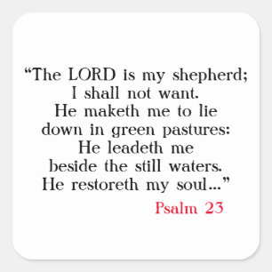 Psalm 23 Bible Scripture Square Sticker