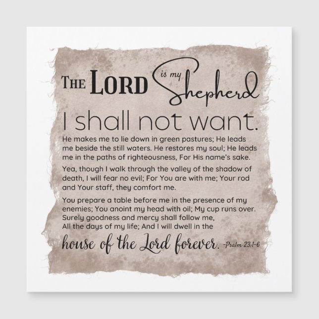 Psalm 23 Bible Scripture Vintage Paper (Front)