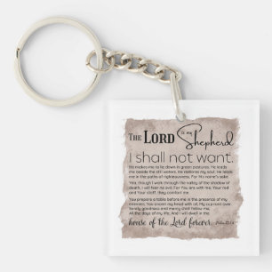 Psalm 23 Bible Scripture Vintage Paper Keychain