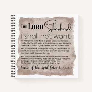 Psalm 23 Bible Scripture Vintage Paper Notebook