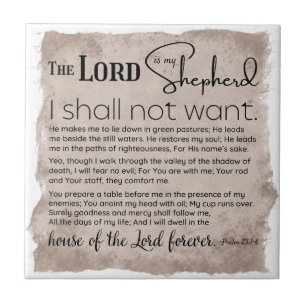 Psalm 23 Bible Scripture Vintage Paper Tile
