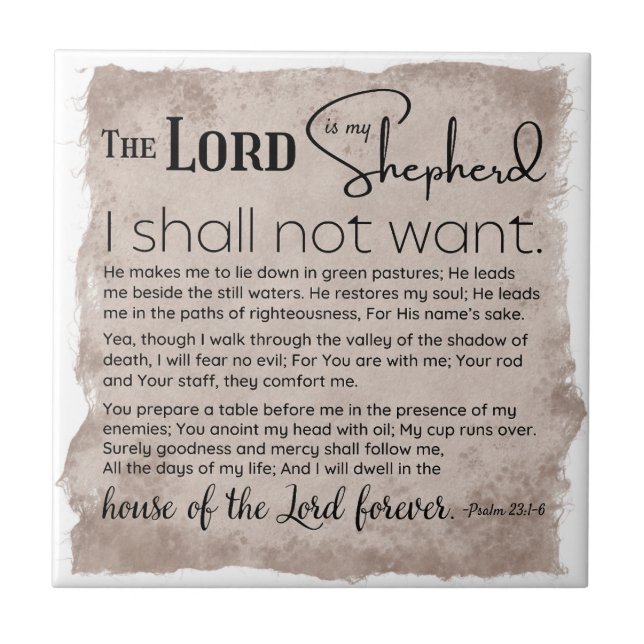 Psalm 23 Bible Scripture Vintage Paper Tile (Front)
