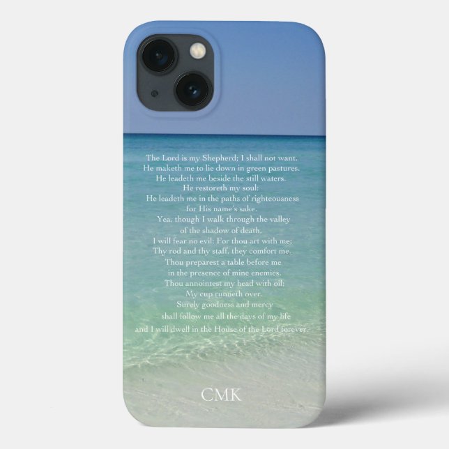 Psalm 23 Bible Verse Beautiful Beach Monogram Case-Mate iPhone Case (Back)