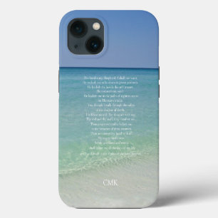 Psalm 23 Bible Verse Beautiful Beach Monogram iPhone 13 Case