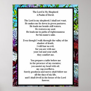 Psalm 23 biblical quote poster