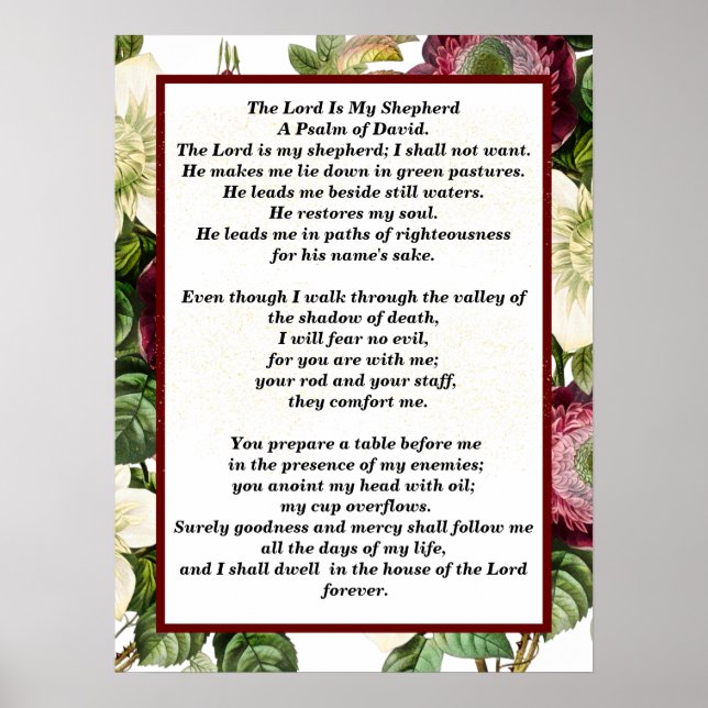 Psalm 23 biblical quotes poster (Front)