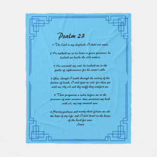 Psalm 23 blue border fleece blanket