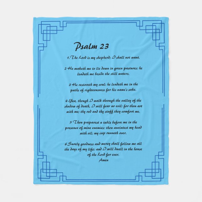 Psalm 23 blue border  fleece blanket (Front)