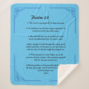 Psalm 23 blue border   sherpa blanket