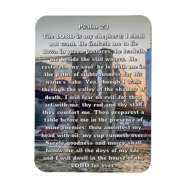 Psalm 23 Brooklyn Bridge NYC Magnet (Vertical)