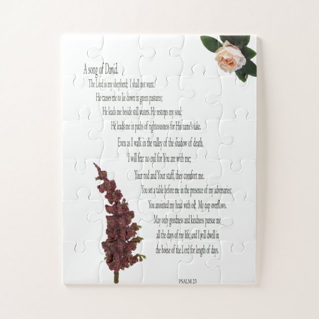 Psalm 23, Floral Green, oversized pieces - Easy Jigsaw Puzzle (Vertical)