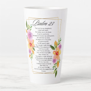 Psalm 23 Geometric Floral Frame Scripture Latte Mug
