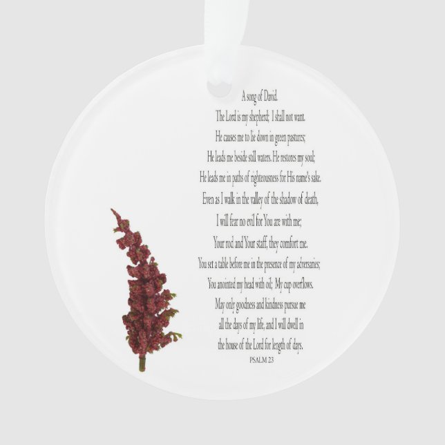 Psalm 23, Green Plant Floral Circle Ornament (Front)