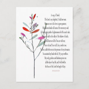 Psalm 23, Green Plant Floral Postcard of David