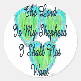 Psalm 23 hearts classic round sticker