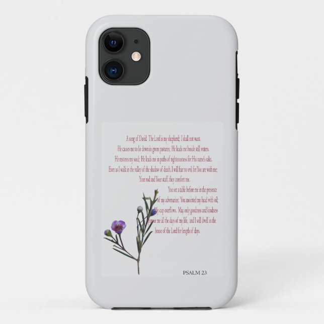 Psalm 23 I Lack Nothing Purple Floral iPhone case  (Back)