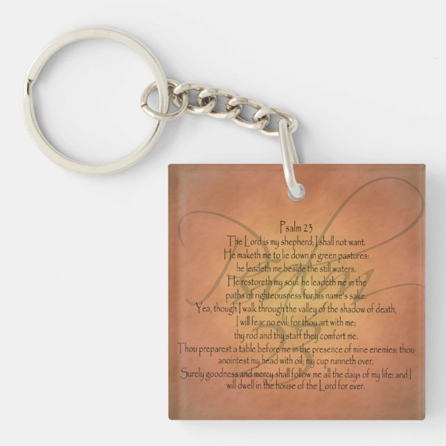 Psalm 23 KJV Christian Bible Verse Keychain (Front)