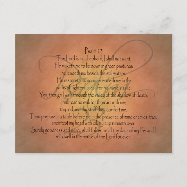 Psalm 23 KJV Christian Bible Verse Postcard (Front)