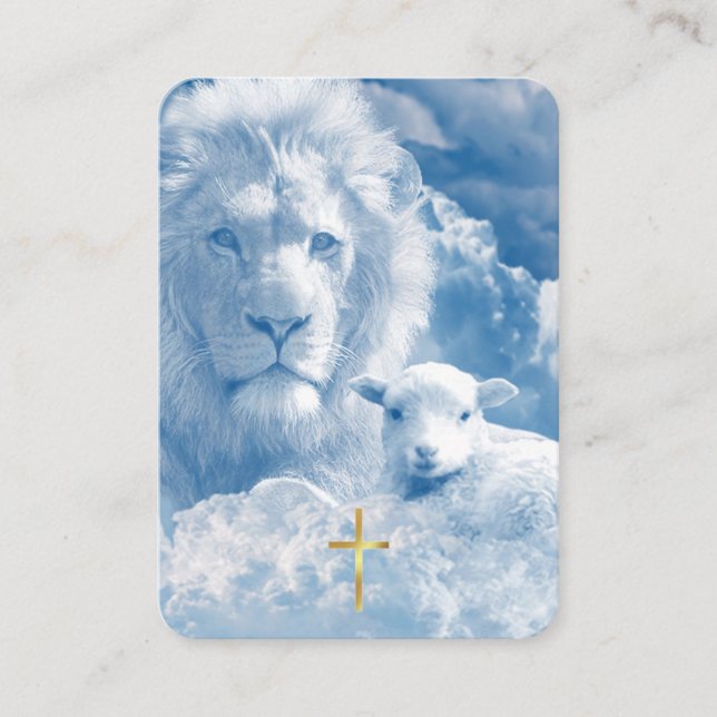 Psalm 23 Lion & Lamb Prayer Card (Front)
