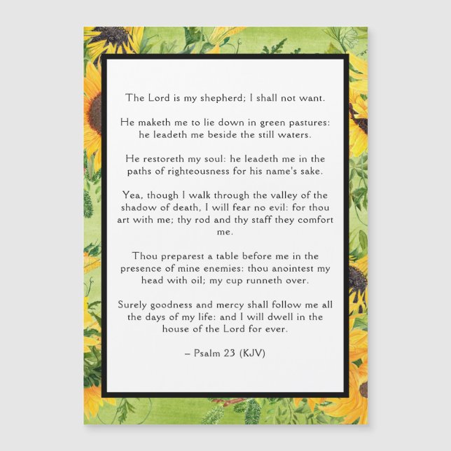 Psalm 23 Lord is My Shepherd Sunflowers (Front)