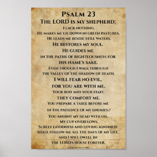 Psalm 23  { NHEB version.} Poster
