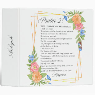 Psalm 23 NKJV Personalize Watercolor Botanical Binder
