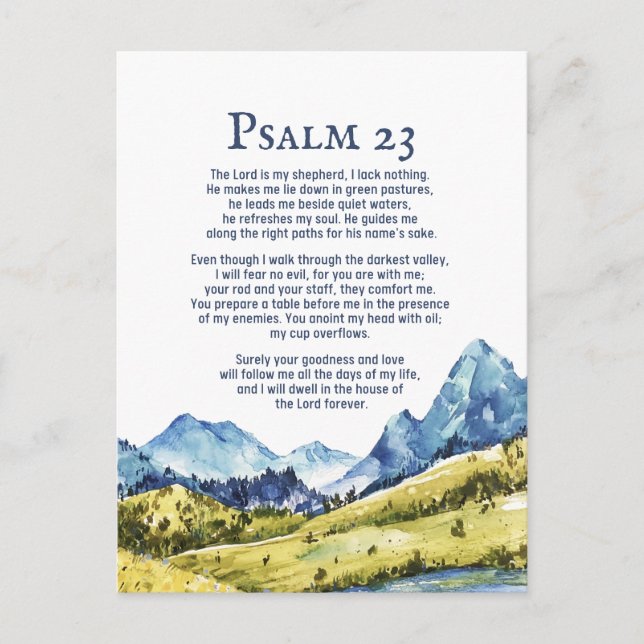 Psalm 23 NKJV The Lord is my shepherd Postcard (Front)