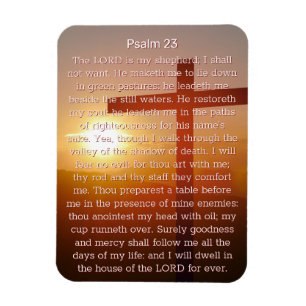 Psalm 23 Orange Cross Sunset Magnet