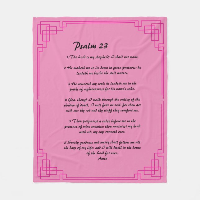 Psalm 23 pink border  fleece blanket (Front)