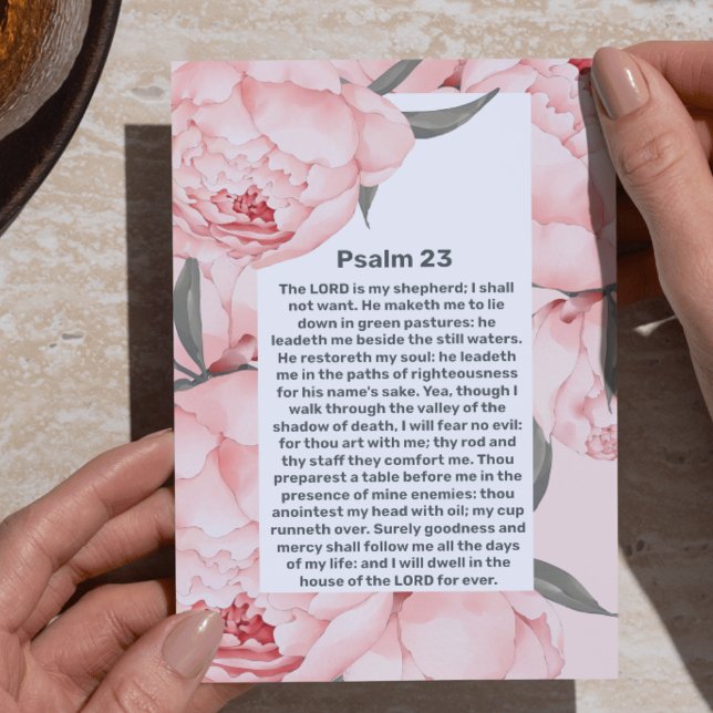 Psalm 23 Pink Peonies Celebration of Life Funeral  Invitation (Psalm 23 Pink Peonies Celebration of Life Funeral Invitation)