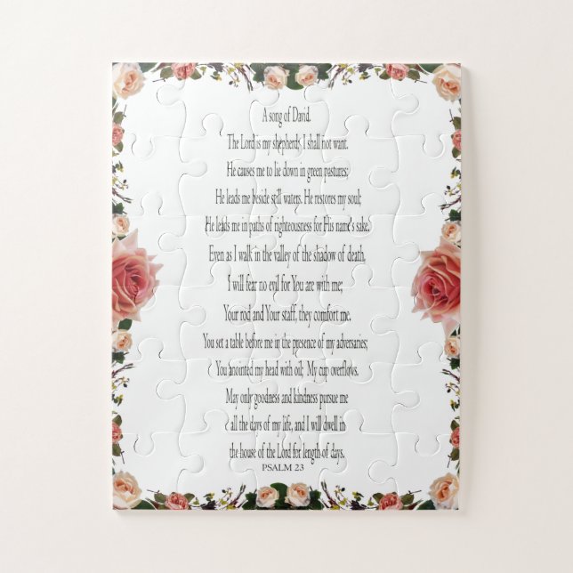Psalm 23, Rose Flower, Challenging Puzzle Easy (Vertical)