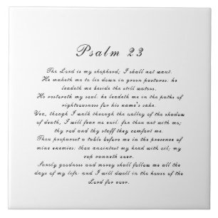 Psalm 23 Scripture Simple Elegant Black & White Tile